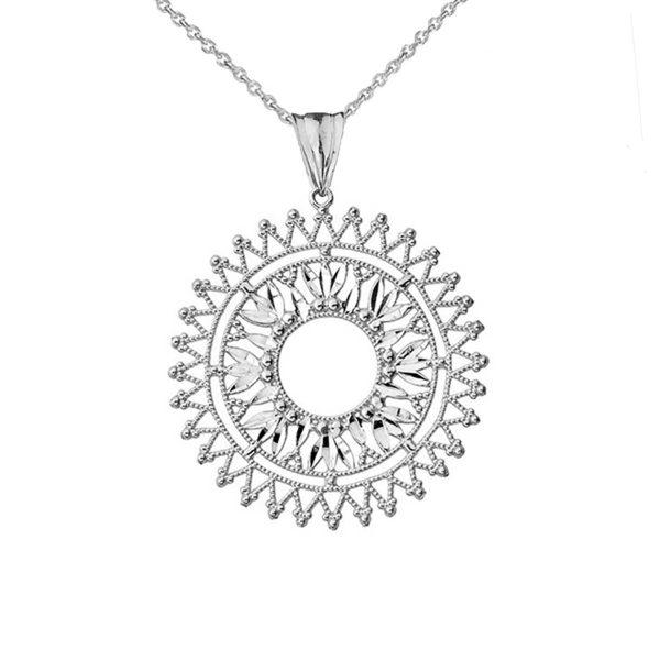 Statement Bohemian Pendant Necklace in 9ct White Gold