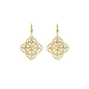 Embellished Boho Drop Earrings in 9ct Gold