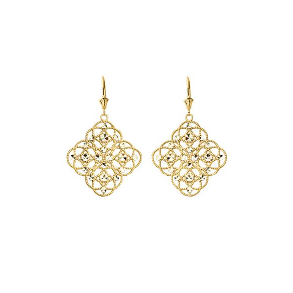 Embellished Boho Drop Earrings in 9ct Gold