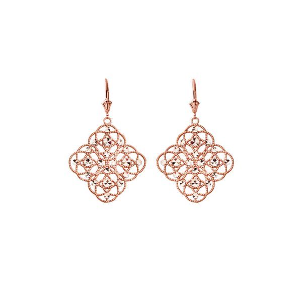 Embellished Boho Drop Earrings in 9ct Rose Gold