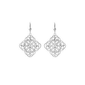 Embellished Boho Drop Earrings in 9ct White Gold