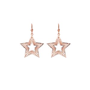 Sleek Boho Star Drop Earrings in 9ct Rose Gold