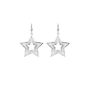 Sleek Boho Star Drop Earrings in Sterling Silver