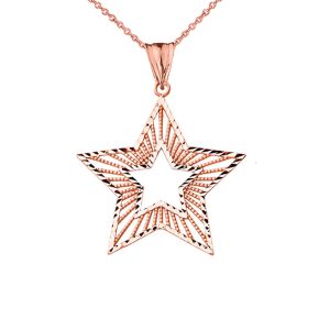 Boho Star Pendant Necklace in 9ct Rose Gold