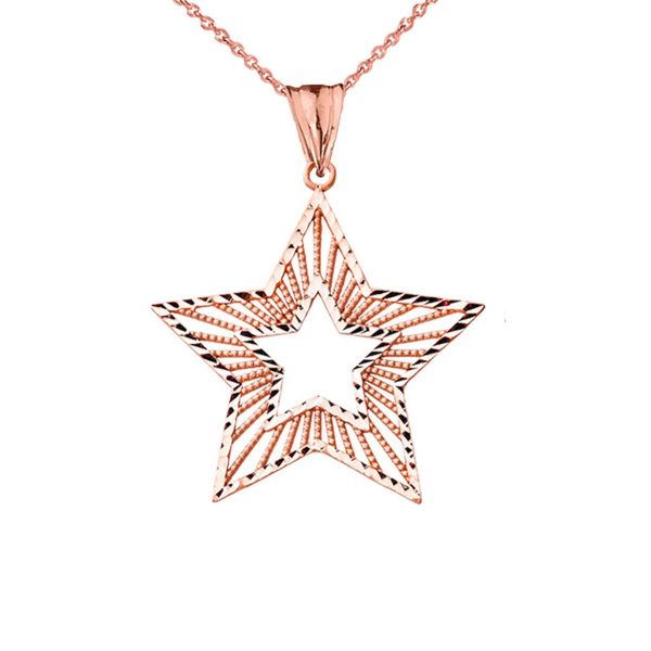 Boho Star Pendant Necklace in 9ct Rose Gold