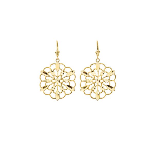 Floral Boho Drop Earrings in 9ct Gold