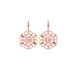 Floral Boho Drop Earrings in 9ct Rose Gold