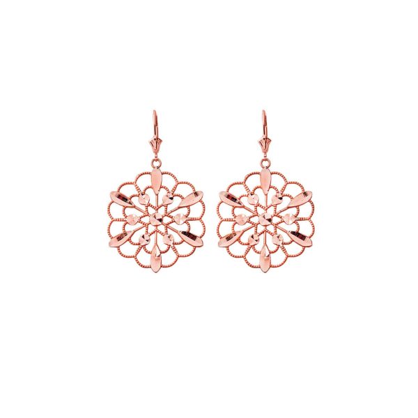 Floral Boho Drop Earrings in 9ct Rose Gold