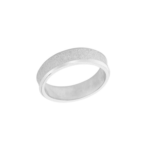 Men's Rock Satin Wedding Ring in 9ct White Gold