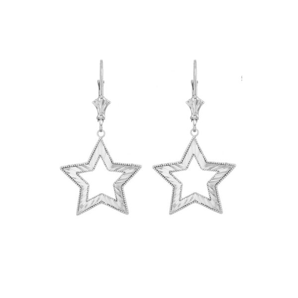 Chic Stencil Star Drop Earrings in Sterling Silver