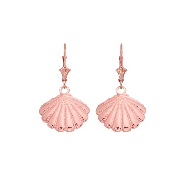 Seashell Drop Earrings in 9ct Rose Gold