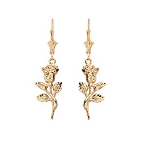 Two Tone Enchanted Rose Drop Earrings in 9ct Gold