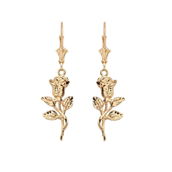 Two Tone Enchanted Rose Drop Earrings in 9ct Gold