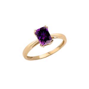 Amethyst Classic Gemstone Ring in 9ct Gold