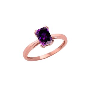 Amethyst Classic Gemstone Ring in 9ct Rose Gold