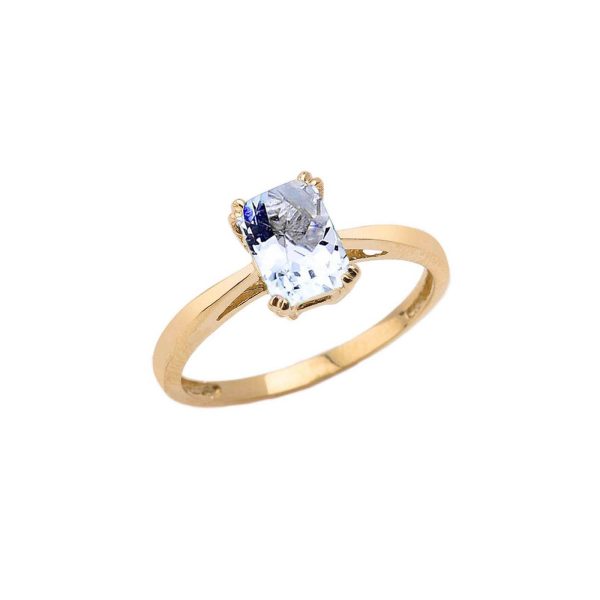 Aquamarine Classic Gemstone Ring in 9ct Gold