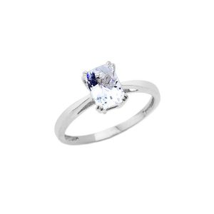 Aquamarine Classic Gemstone Ring in 9ct White Gold