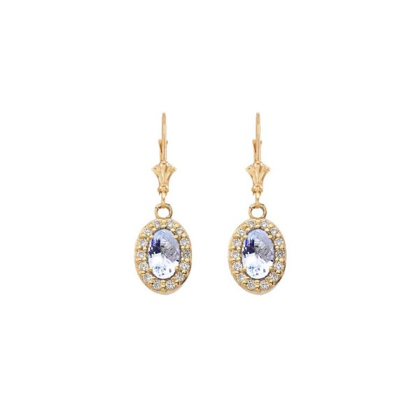 Aquamarine & Diamond Ethereal Halo Gemstone Drop Earrings in 9ct Gold