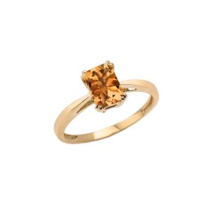 Citrine Classic Gemstone Ring in 9ct Gold