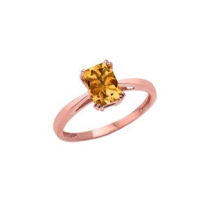 Citrine Classic Gemstone Ring in 9ct Rose Gold