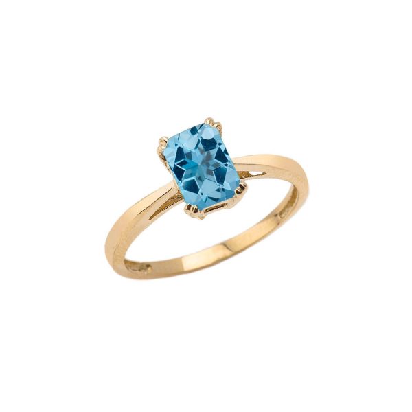 Blue Topaz Classic Gemstone Ring in 9ct Gold