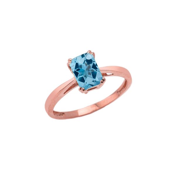 Blue Topaz Classic Gemstone Ring in 9ct Rose Gold