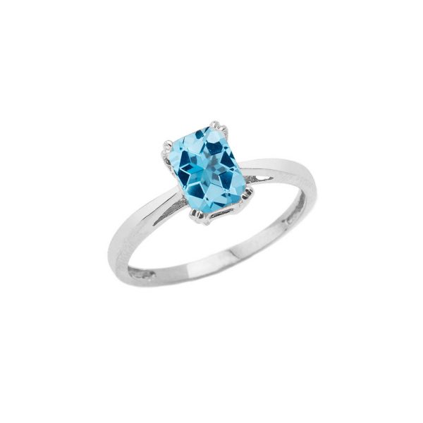 Blue Topaz Classic Gemstone Ring in Sterling Silver