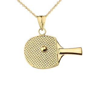 Table Racket Pendant Necklace in 9ct Gold