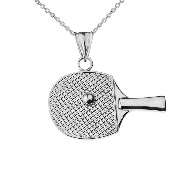 Table Racket Pendant Necklace in 9ct White Gold