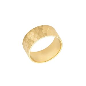 Men's Hammered Wedding Ring in 9ct Gold