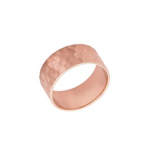 Men's Hammered Wedding Ring in 9ct Rose Gold