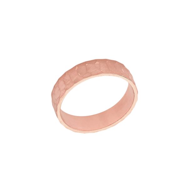 Men's Hammered Wedding Ring in 9ct Rose Gold