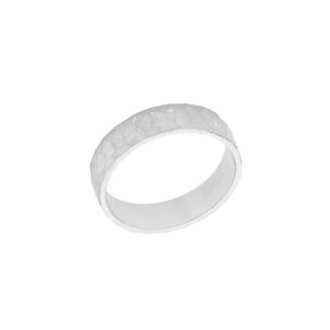 Men's Hammered Wedding Ring in 9ct White Gold