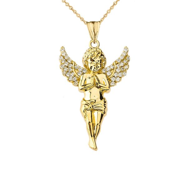 CZ Ethereal Angel Pendant Necklace in 9ct Gold