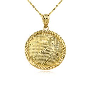 Basketball Pendant Necklace in 9ct Gold