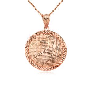 Basketball Pendant Necklace in 9ct Rose Gold