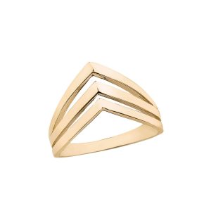 3-Row Chevron Band Ring in 9ct Gold