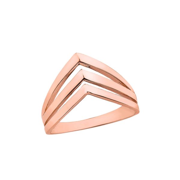 Chevron Trio Ring in 9ct Rose Gold