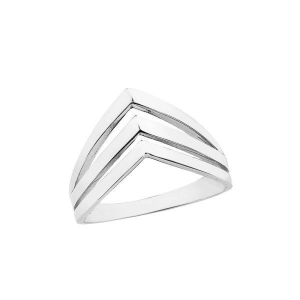 Chevron Trio Ring in 9ct White Gold