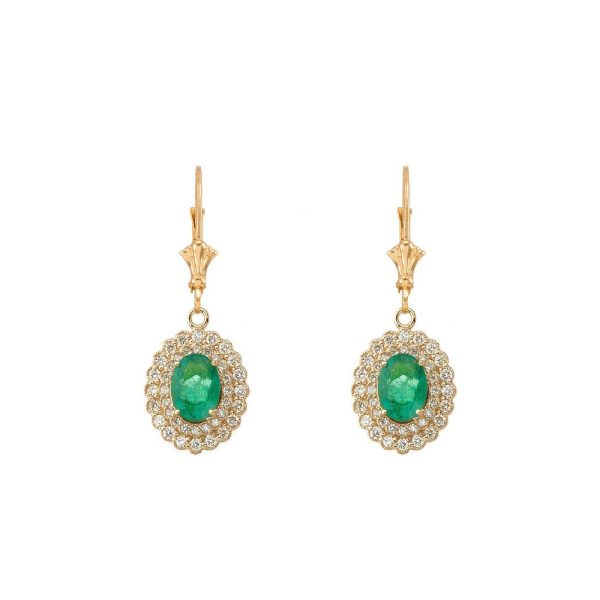 Emerald & Diamond Vitality Halo Gemstone Drop Earrings in 9ct Gold