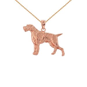 German Pointer Pendant Necklace in 9ct Rose Gold