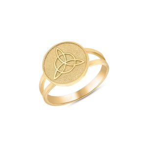 Trinity Knot Design Disc Ring in 9ct Gold