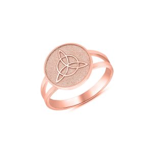 Trinity Knot Design Disc Ring in 9ct Rose Gold