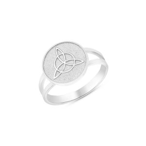 Trinity Knot Design Disc Ring in 9ct Gold