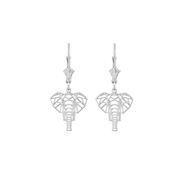 Elephant Drop Earrings in Sterling Silver