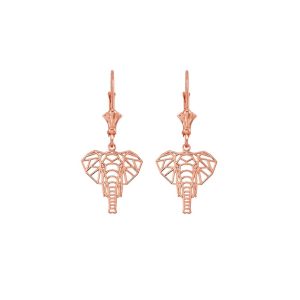 Elephant Drop Earrings in 9ct Rose Gold