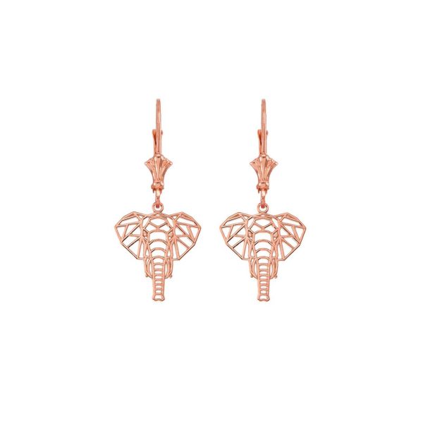 Elephant Drop Earrings in 9ct Rose Gold