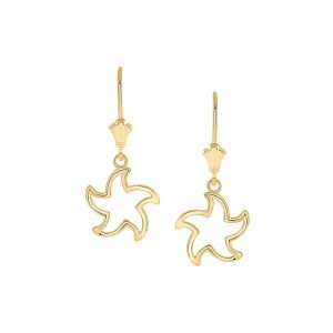 Stencil Starfish Drop Earrings in 9ct Gold