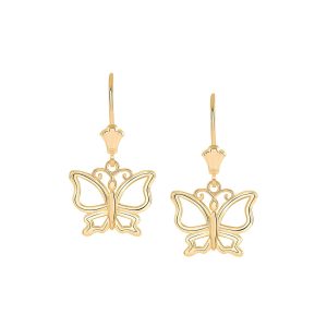 Stencil Butterfly Drop Earrings in 9ct Gold