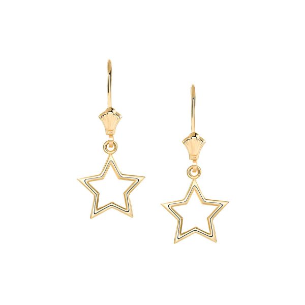 Stencil Star Drop Earrings in 9ct Gold